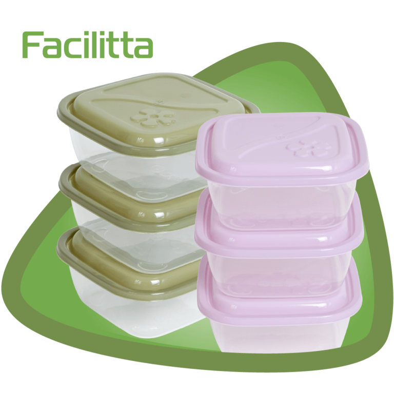 Potes plásticos transparentes com tampas coloridas