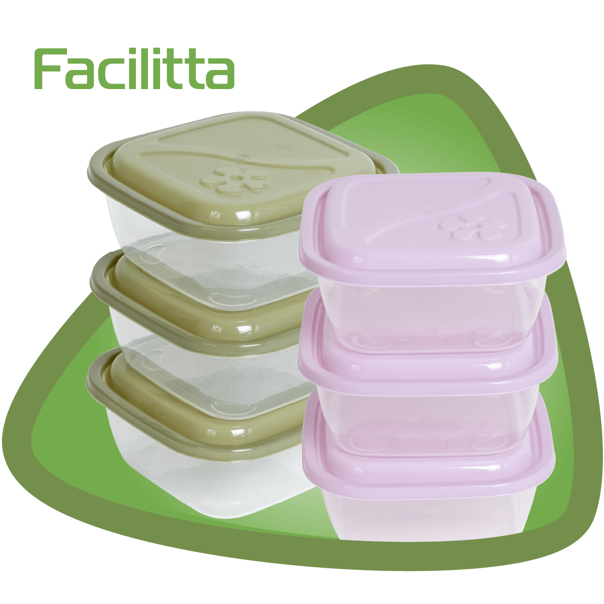 Potes plásticos transparentes com tampas coloridas