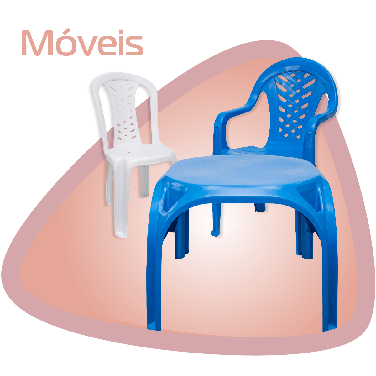 Móveis plásticos cadeiras com e sem braço e mesa coloridas
