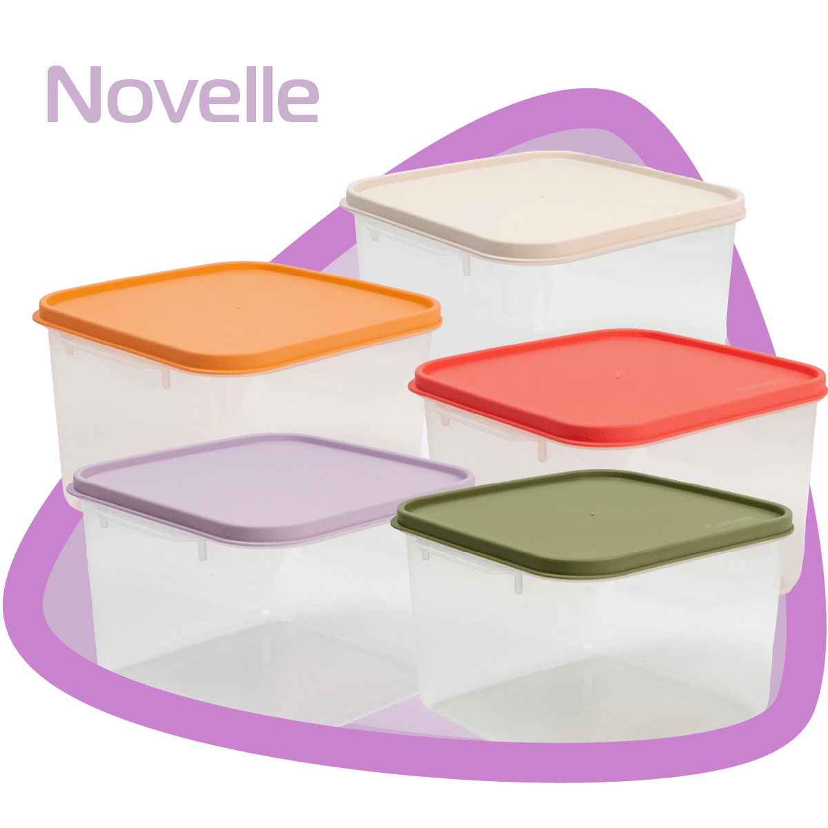 Potes plásticos transparentes com tampas coloridas