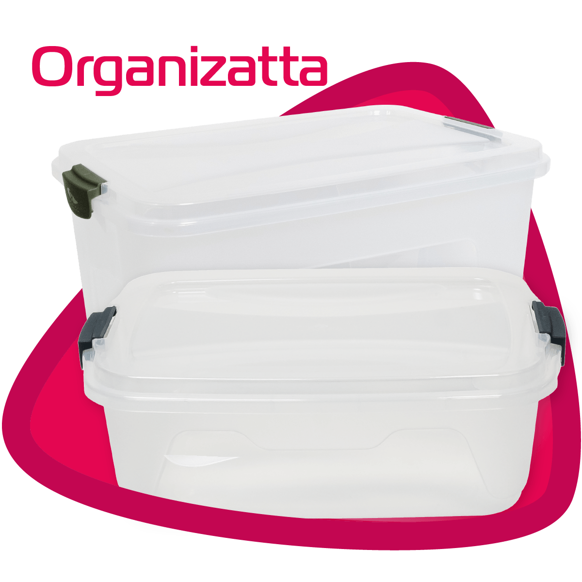 Caixas plásticas transparentes, com tampa e com travas